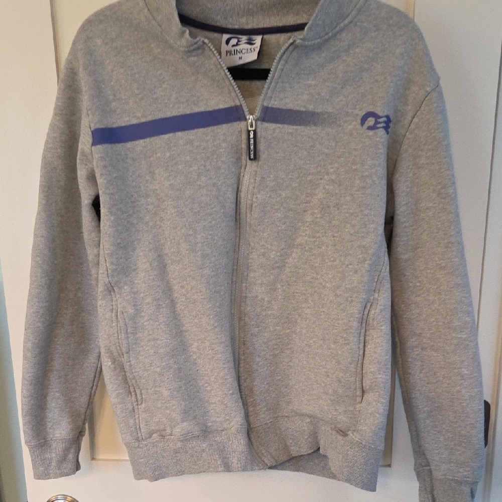 Princess Cruises Men's Gray Zip-Up Sweater with Blue Detail